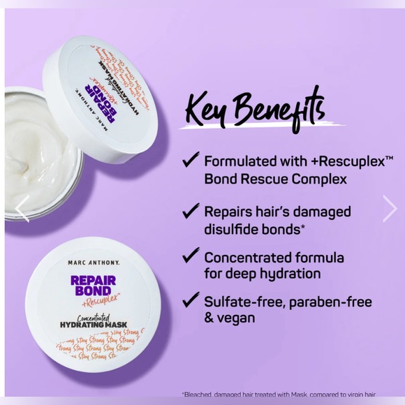 MARC ANTHONY Repair Bond +Rescuplex™ Concentrated Hydrating Hair Mask New 1oz - Picture 2 of 6